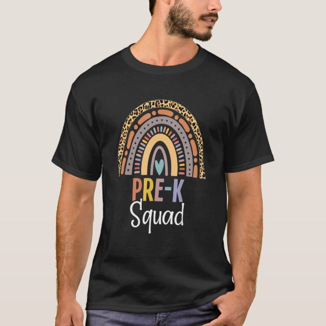 Pre K Squad Zurück zur Schule Boho Rainbow Leopard T-Shirt (Vorderseite)