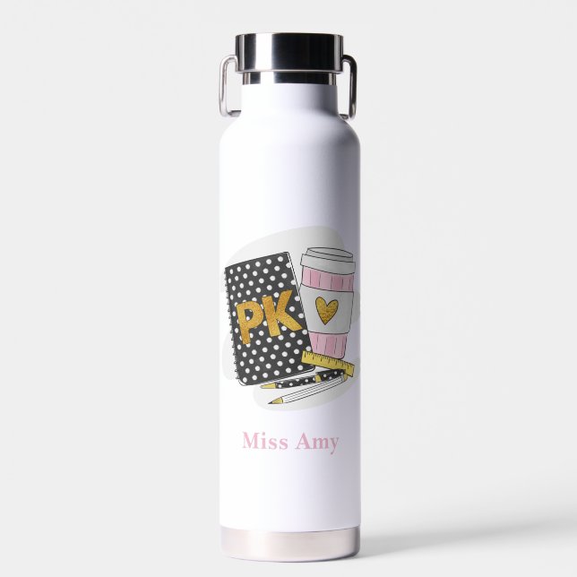 Pre K Teacher Custom Black Notebook Heft Coffee Trinkflasche (Vorne)