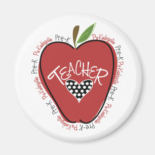 Pre K Teacher Red Apple Magnet