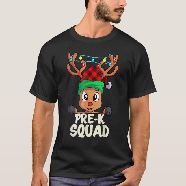 Pre K Teacher Squad Reindeer  Teacher Christmas Xm T-Shirt (Vorderseite)