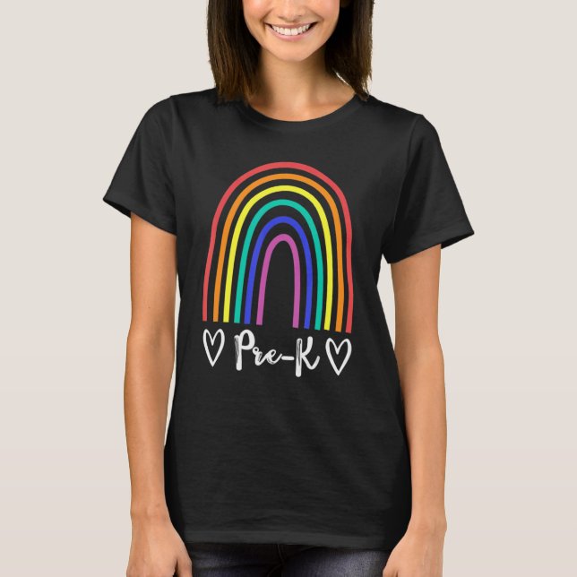 Pre-K Team Lehrer oder Student Rainbow Team Presch T-Shirt (Vorderseite)