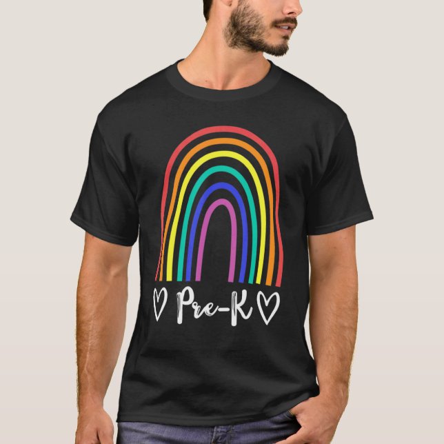 Pre-K Team Lehrer oder Student Rainbow Team Presch T-Shirt (Vorderseite)