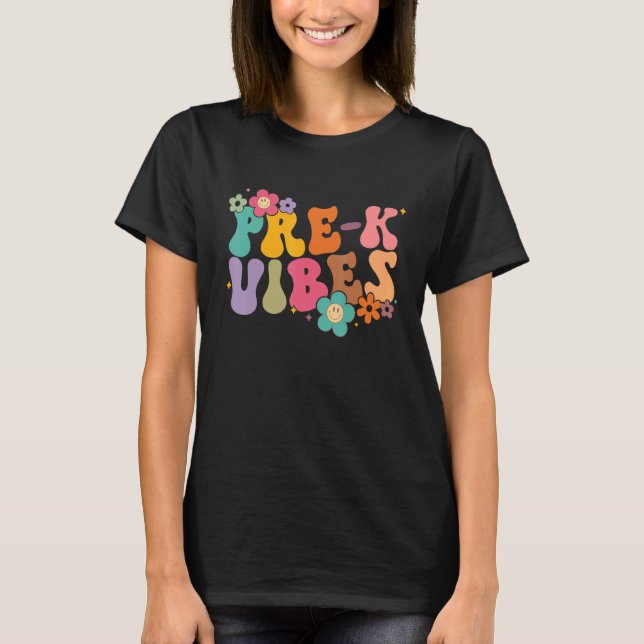 Pre K Vibes First Day Preschool Kids Back to Schoo T-Shirt (Vorderseite)