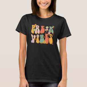 Pre K Vibes Retro Groovy Preschool Lehrer zurück T-Shirt
