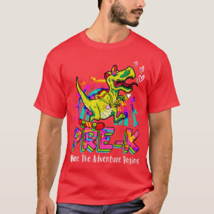 Pre K wo das Abenteuer beginnt Dinosaurier Boys Ra T-Shirt