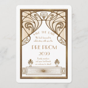Pre Prom Junior, Great Gatsby, Gold, weiß Save The Date