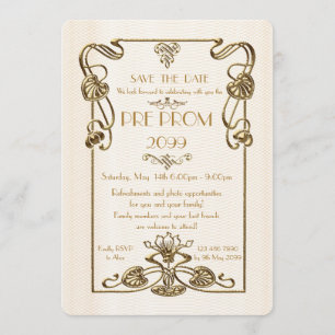 Pre Prom Junior, Great Gatsby, Gold, weiß Save The Date