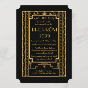 Pre-PromJunior, Great Gatsby, Gold, Black Save The Date