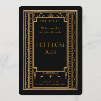 Pre PromJunior, Great Gatsby, Gold, schwarz Save The Date