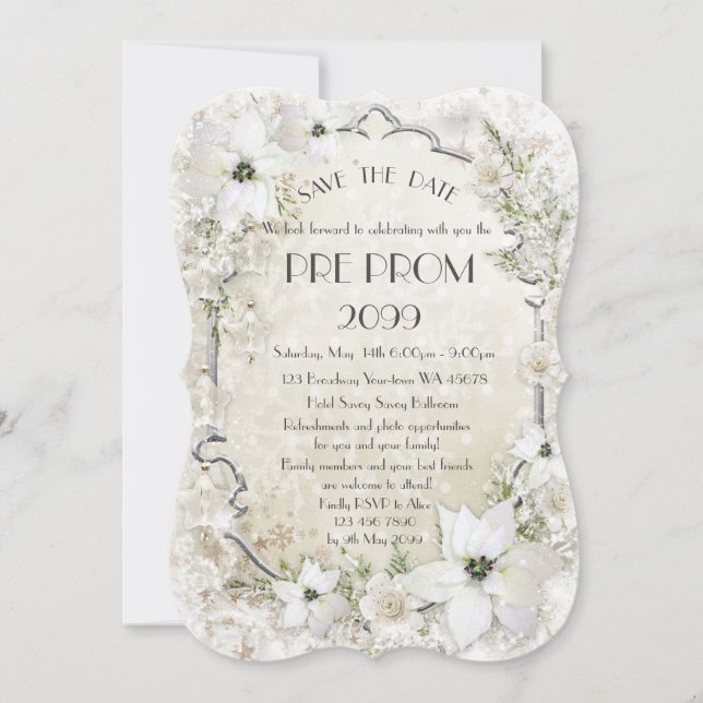 Pre-PromJunior, Great Gatsby, Gold, Silber, Klamme Save The Date (Vorderseite)