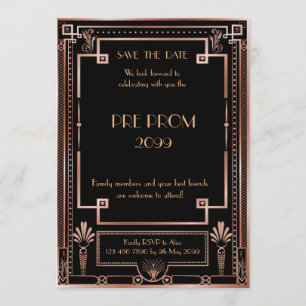 Pre-PromJunior, Great Gatsby, Pink Gold, schwarz Save The Date