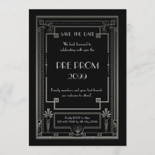 Pre-PromJunior, Great Gatsby, Silver, Black Save The Date