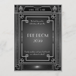 Pre-PromJunior, Great Gatsby, Silver, Black Save The Date