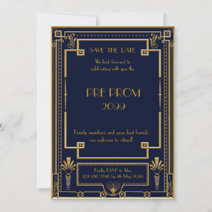 Pre PromJunior, Great, Gold, Marine Save The Date