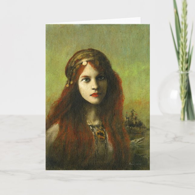 Pre-Raphaelite Celtic Girl Greetings Card Karte (Vorderseite)