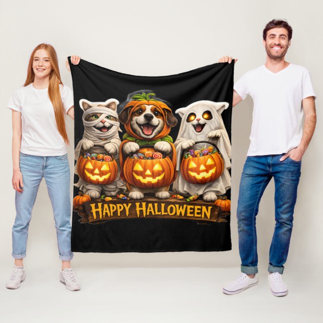 Pre-whimsical happy Halloween cozy fleece blanket (Beispiel)