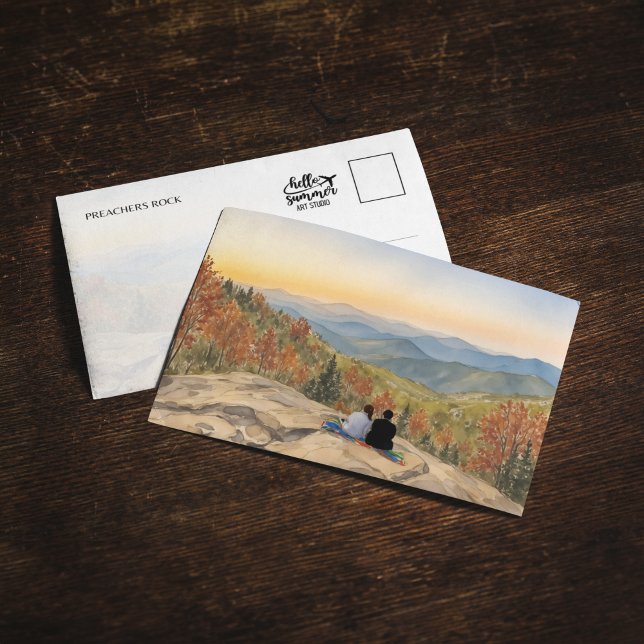 Preacher Rock North Georgia Wasserfarbe Postkarte (Von Creator hochgeladen)