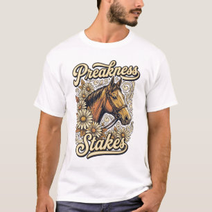 Preakness Stakes Vintage-Pferd-Blumen-Renn-Design T-Shirt