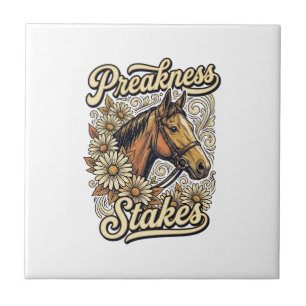 Preakness Stakes Vintage-Pferde-Blumen-Renn-Design Fliese