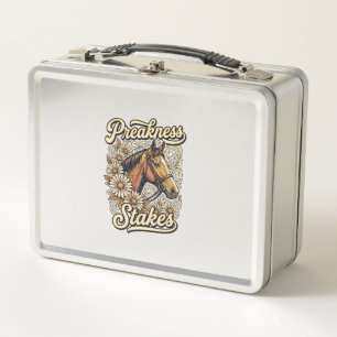 Preakness Stakes Vintage-Pferde-Blumen-Renn-Design Metall Brotdose