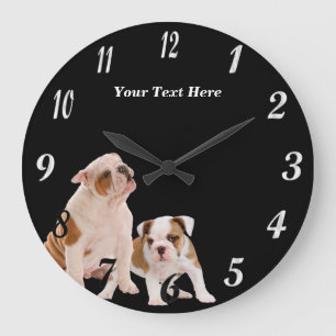 Precious Bulldog Puppies Round Wall Clock Große Wanduhr