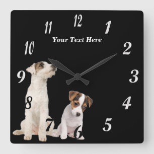 Precious Jack Russell Terrier Puppies Wall Clock Quadratische Wanduhr