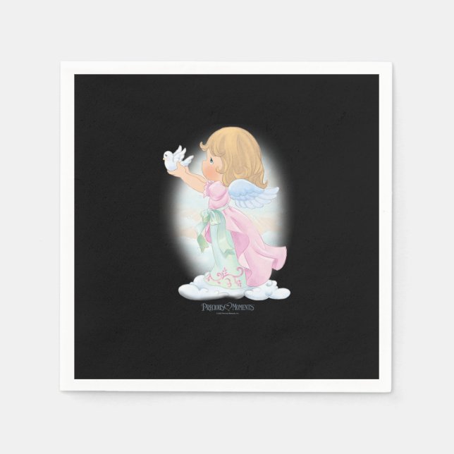 Precious Moments Christmas Cute Angel and Dove Pre Serviette (Vorderseite)