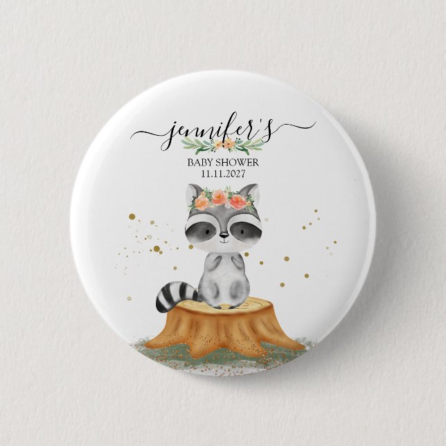 Precious Raccoon Wildlife Baby Show Button (Vorderseite)