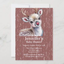 Precious White Reindeer Red Shiny Nose Baby Shower