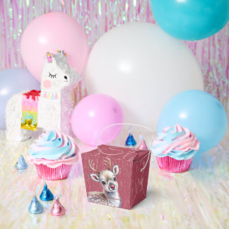 Precious White Reindeer Red Shiny Nose Birthday  Geschenkschachtel