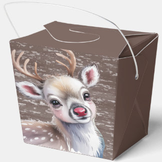 Precious White Reindeer Red Shiny Nose Birthday  Geschenkschachtel