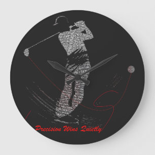 Precision siegt leise Golf-Typografie Motivation Große Wanduhr