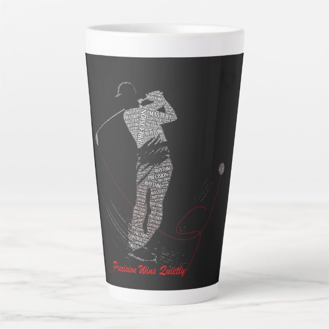 Precision siegt leise Golf-Wortkunst Milchtasse (Vorderseite)