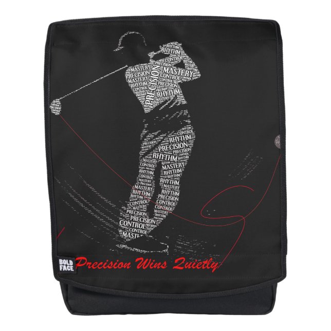 Precision siegt leise Golf Wortkunst Rucksack (Vorderseite)