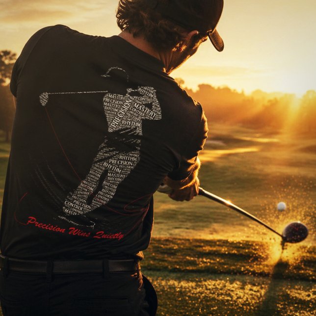 Precision siegt leise Golf Wortkunst T-Shirt (Von Creator hochgeladen)