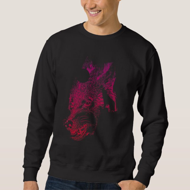 Predator Animal Forest Wildlife Wolf Portrait Wolf Sweatshirt (Vorderseite)