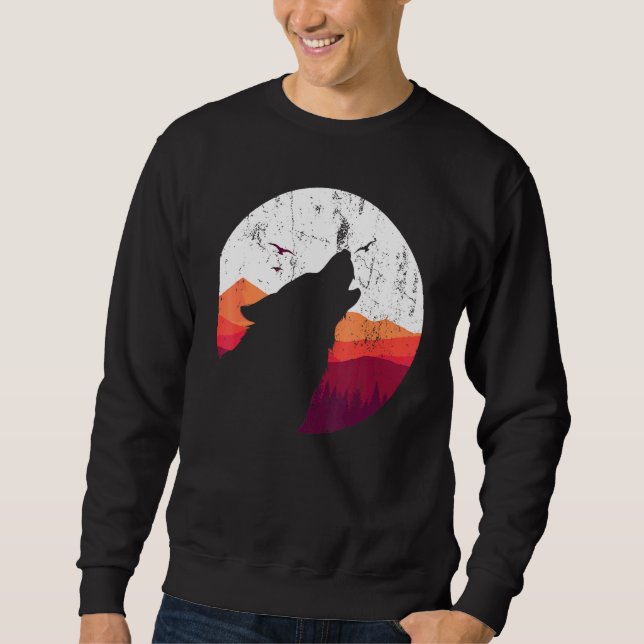 Predator Animal Howling Wolf Full Moon Wolf Sweatshirt (Vorderseite)