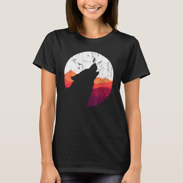 Predator Animal Howling Wolf Full Moon Wolf T-Shirt (Vorderseite)