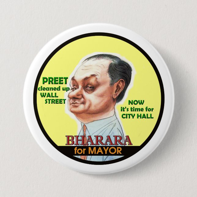 Preet Bharara für NYC Bürgermeister 2017 Button (Vorderseite)