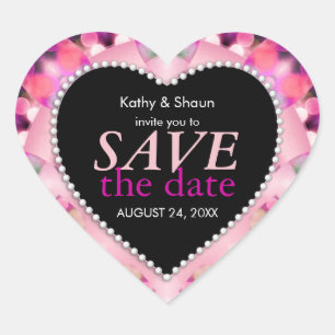 Preety Pink Tropical Save the Date Heart Sticker