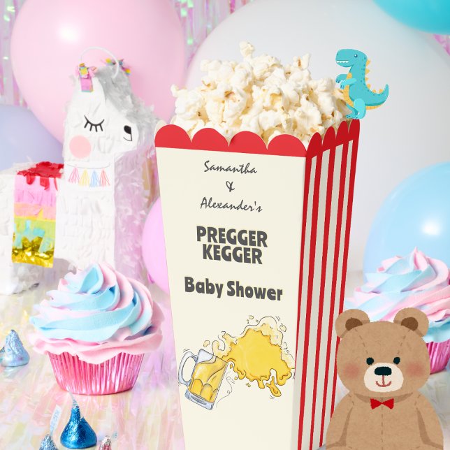 Pregger Kegger Watercolor Beer Co-ED Kinderdusche Geschenkschachtel (Pregger Kegger Watercolor Beer BBQ Baby-Q Co-ED Baby Shower Popcorn Favor Boxes )