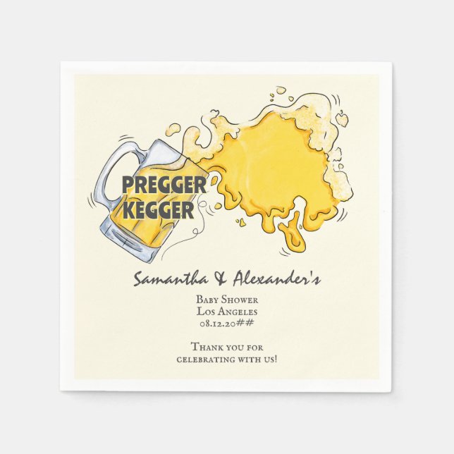Pregger Kegger Watercolor Beer Co-ED Kinderdusche Serviette (Vorderseite)