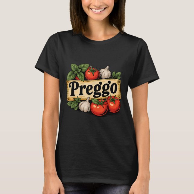 Preggo Costume Pregnancy Announcement Preggo Pasta T-Shirt (Vorderseite)