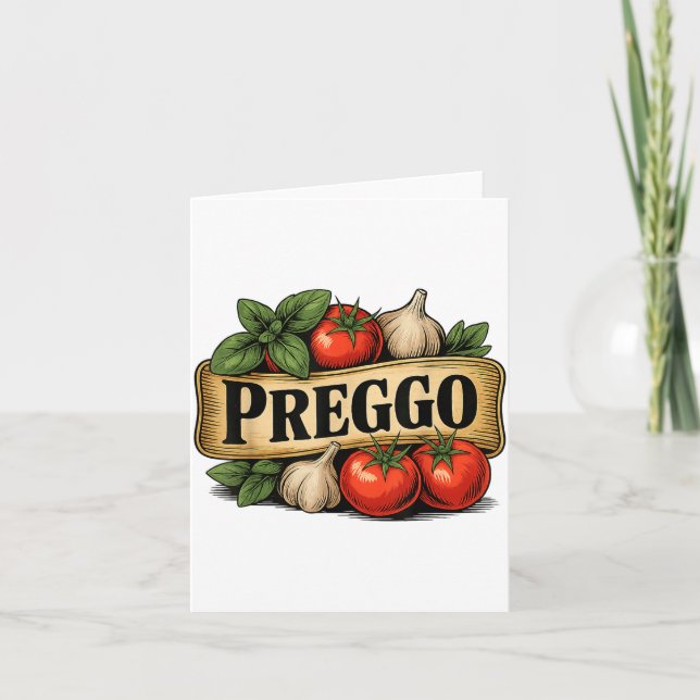 Preggo Costume Pregnancy Announcement Prego Pasta  Karte (Vorderseite)
