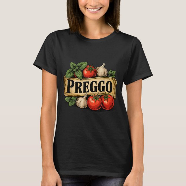 Preggo Costume Pregnancy Announcement Prego Pasta  T-Shirt (Vorderseite)