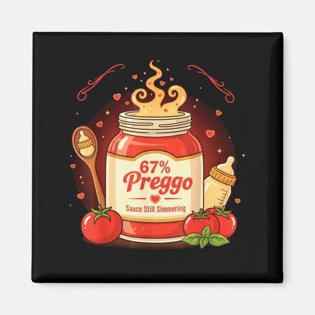 Preggo Sauce Pasta Pregnancy Announcement Funny 67 Magnet (Vorne)