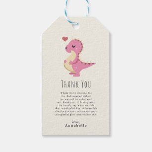 Preggosaurus Dinosaurier Mädchen Baby Shower Danke Geschenkanhänger