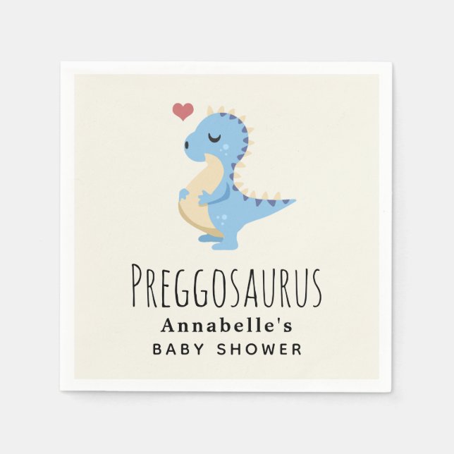 Preggosaurus Niedlich Dinosaur Boy Baby Dusche Serviette (Vorderseite)
