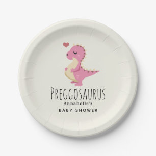 Preggosaurus Niedlich Dinosaur Girl Babydusche Pappteller