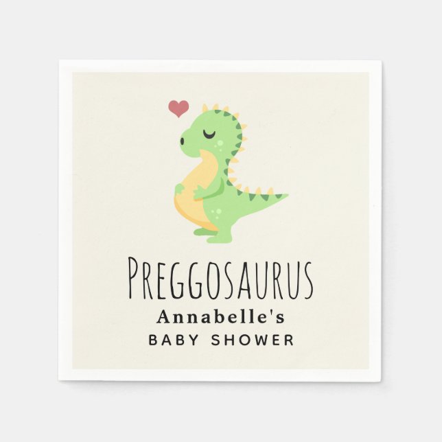 Preggosaurus Niedlich Dinosaurier Babydusche Serviette (Vorderseite)